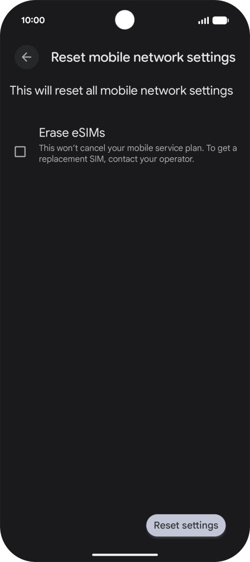 Press Reset settings.
