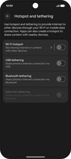 Press Wi-Fi hotspot.