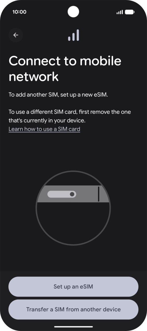 Press Set up an eSIM.