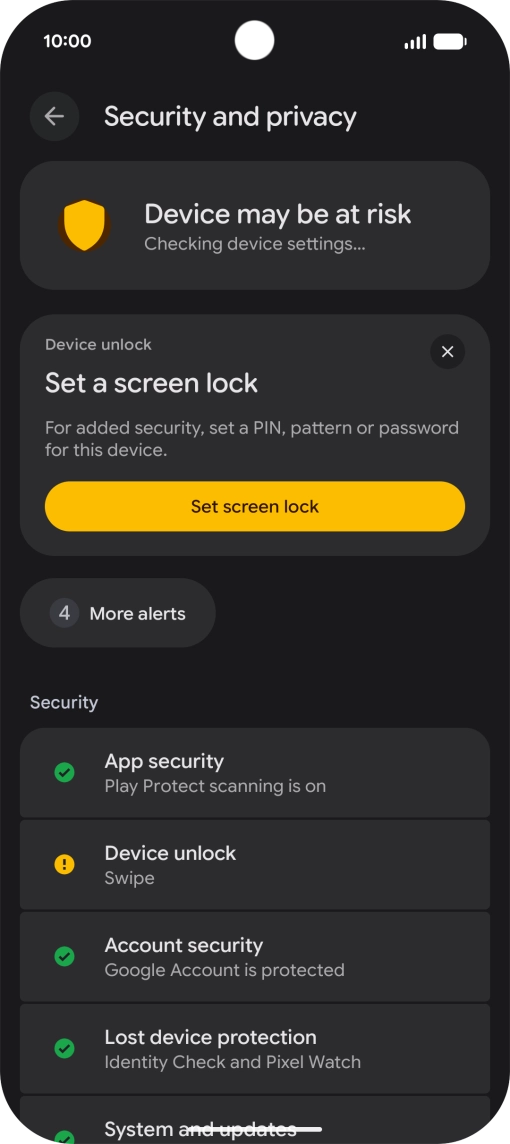Press Device unlock.