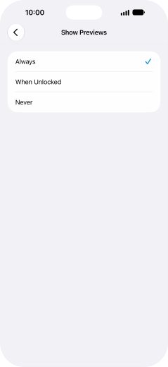 To select notification preview on the lock screen, press Always.