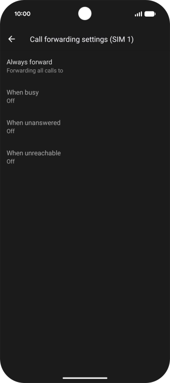 Press the required divert type.