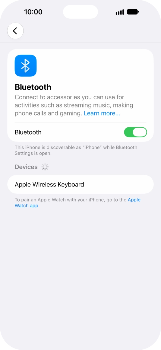 Press the required Bluetooth device and follow the instructions on the screen to pair the device with your phone.