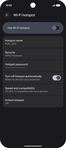 Press Hotspot password and key in the required password.