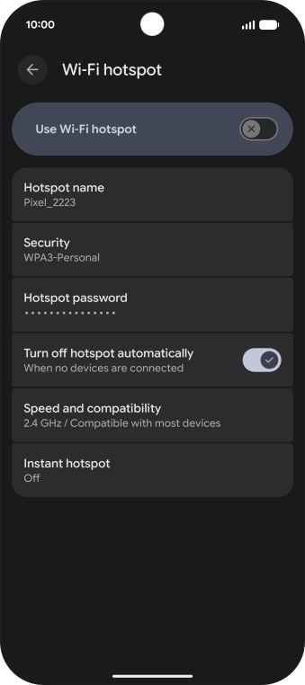 Press Hotspot password and key in the required password.