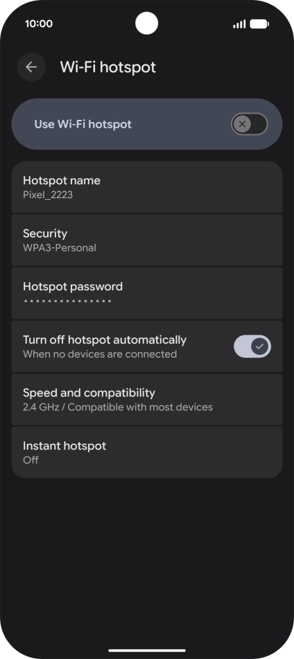 Press Hotspot password and key in the required password.