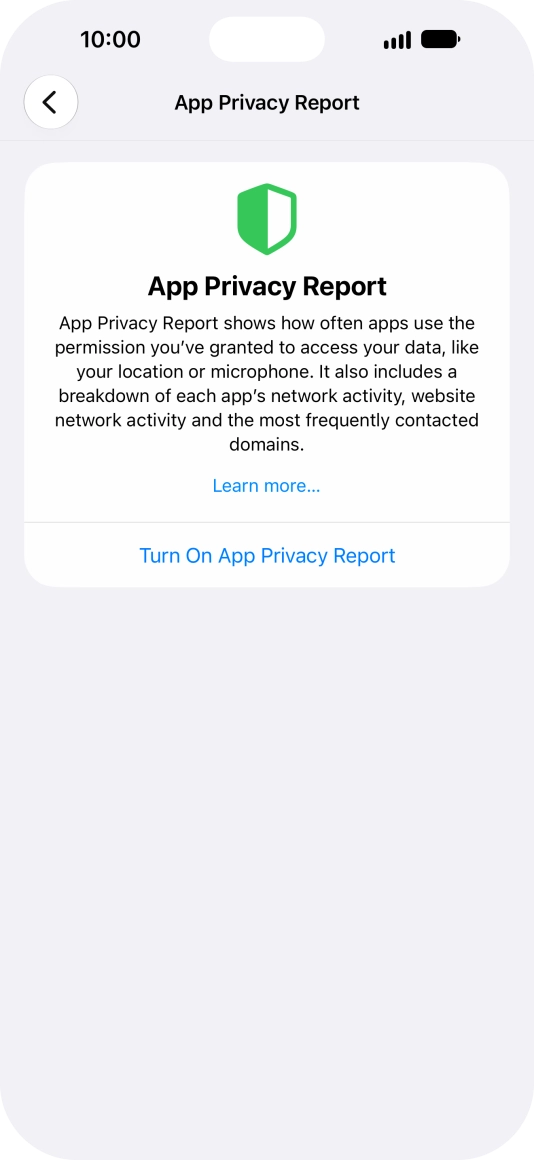 Press Turn On App Privacy Report to turn on the function.