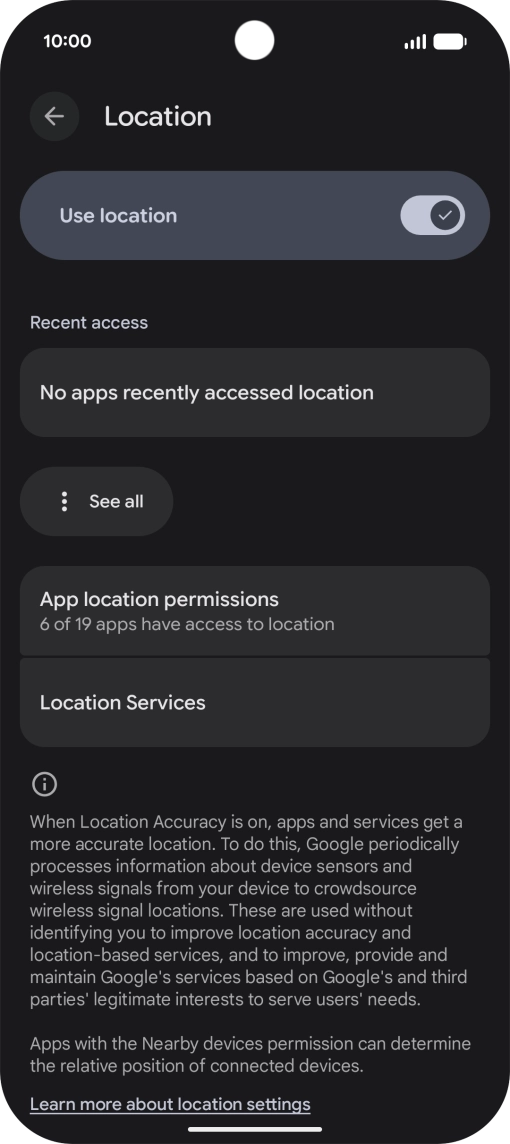 Press App location permissions.