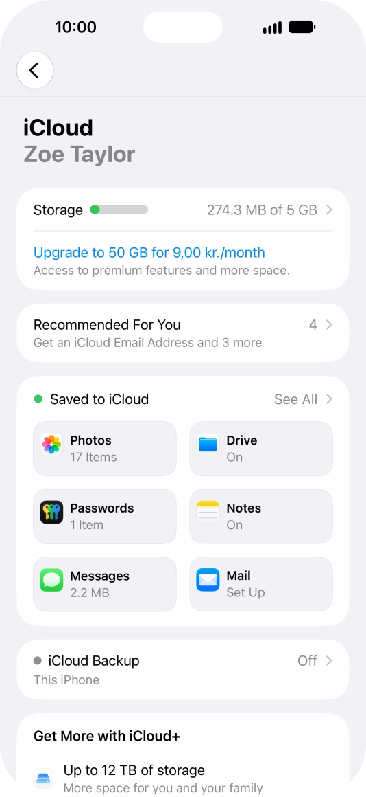 Press iCloud Backup.