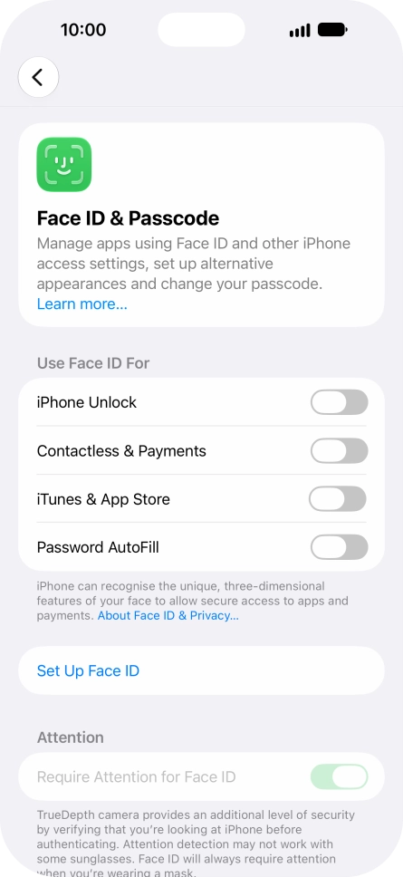 Press Set Up Face ID.