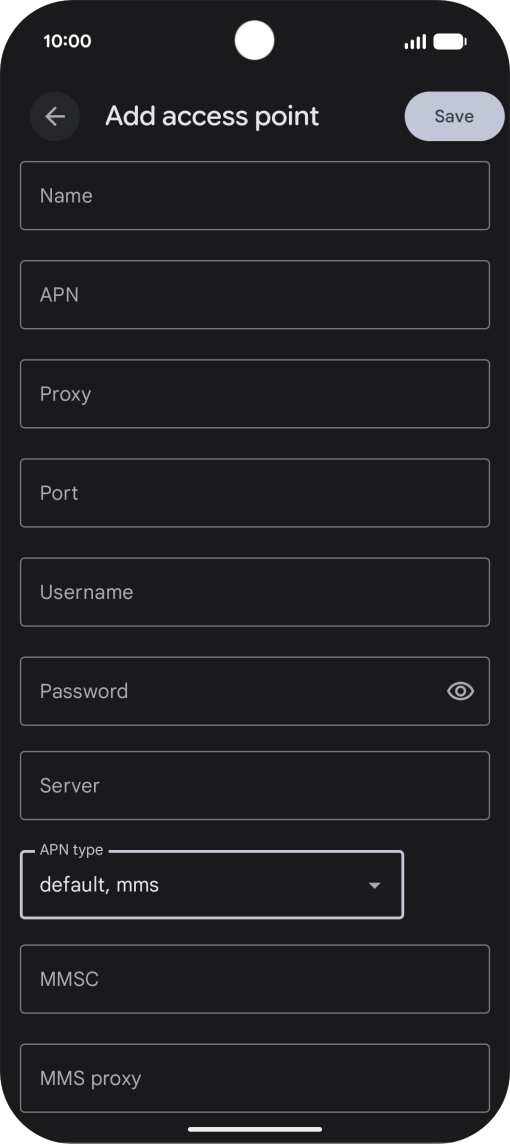 Press Name and key in EE Internet.