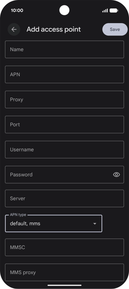 Press Name and key in EE Internet.
