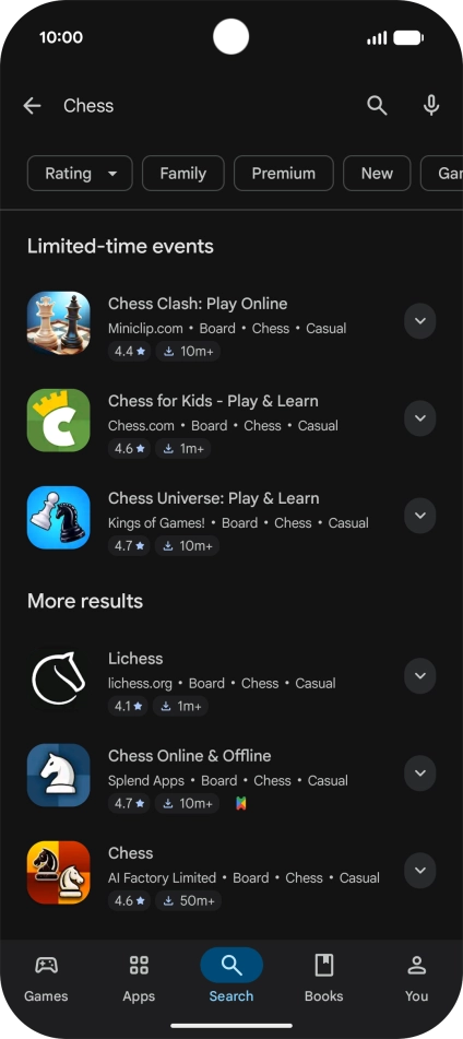 Press the required app.