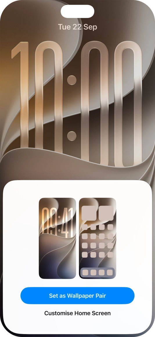 To use the same colour theme on the home screen, press Set as Wallpaper Pair.