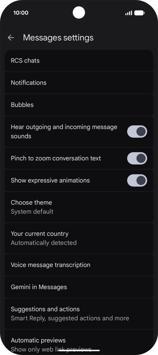 Press Gemini in Messages.