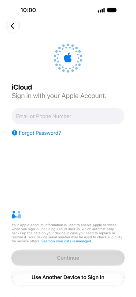 Press Email or Phone Number and key in the username for your Apple Account.