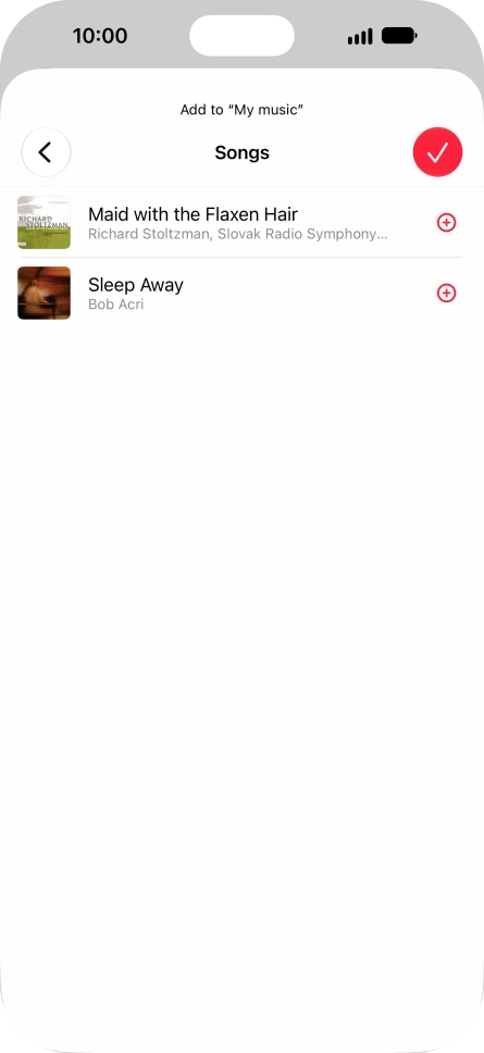 Go to the required category and press the add icon next to the required audio file.