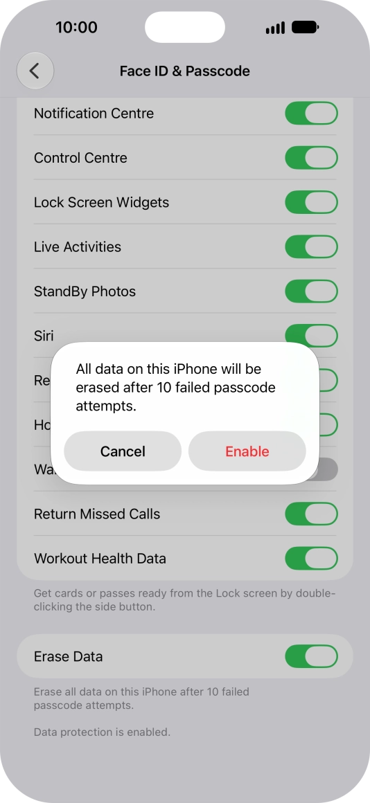 If you turn on the function, press Enable.