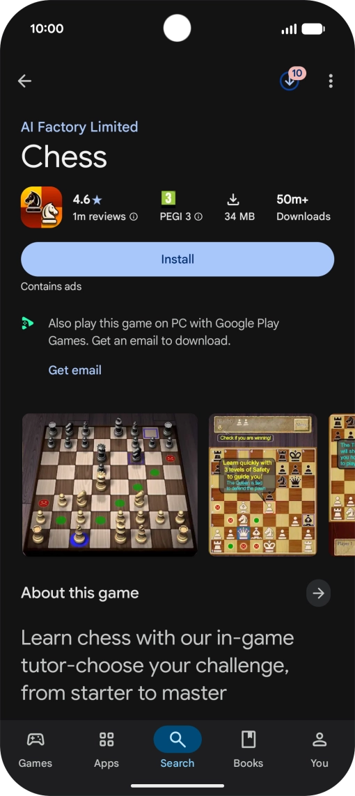 Press Install and follow the instructions on the screen to install the app.