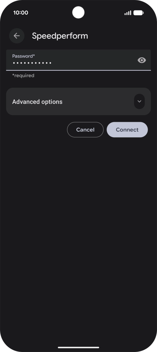 Key in the password for the Wi-Fi network and press Connect.