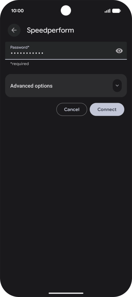 Key in the password for the Wi-Fi network and press Connect.