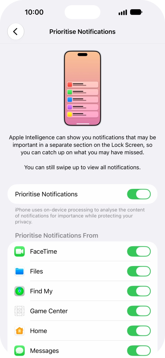 Press the indicator next to 