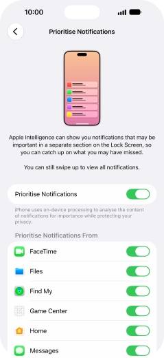 Press the indicator next to 
