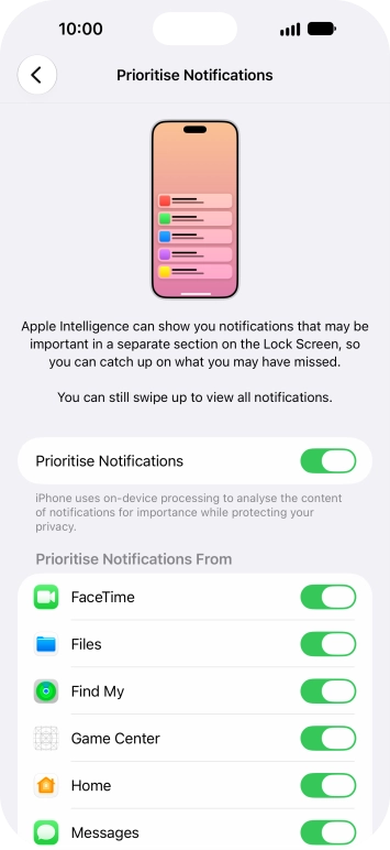 Press the indicator next to 