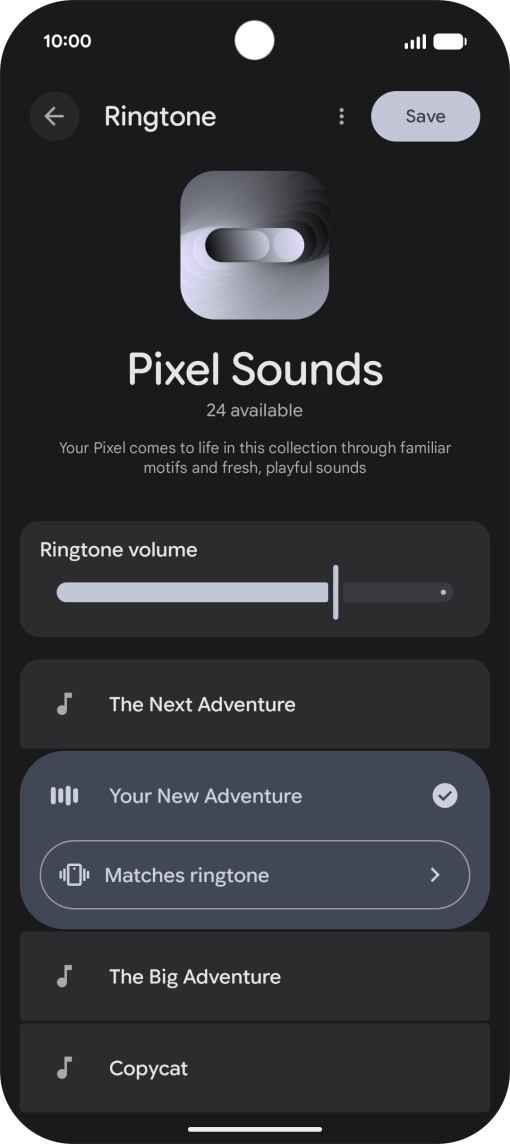 Once you've found a ring tone you like, press Save.