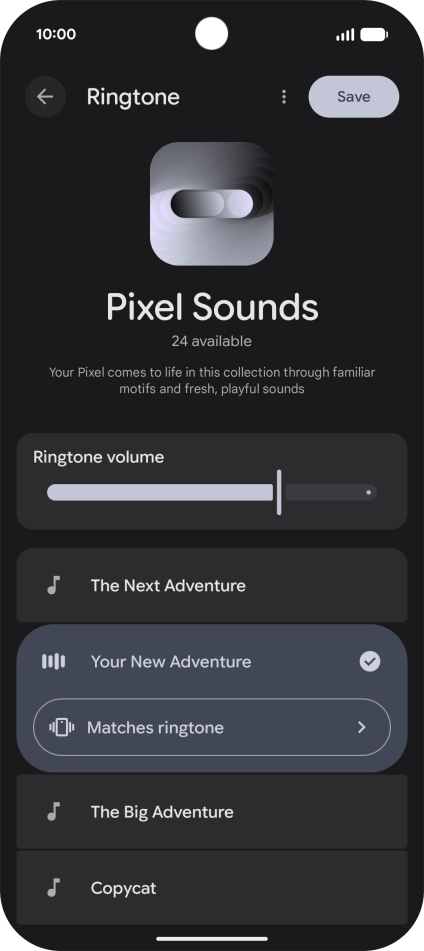 Once you've found a ring tone you like, press Save.