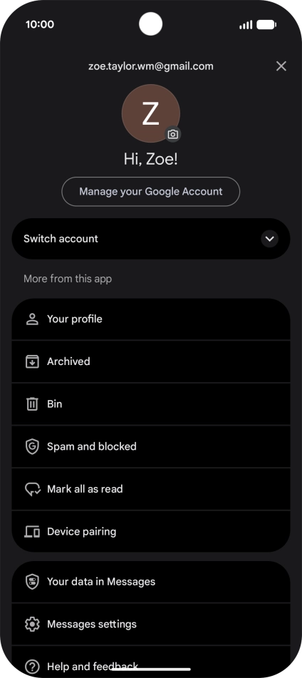 Press Messages settings.