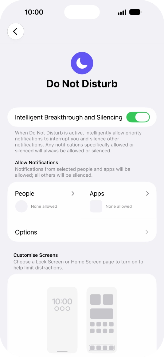 Press People and follow the instructions on the screen to select which contacts you would like to receive calls and notifications from when Do Not Disturb is turned on.