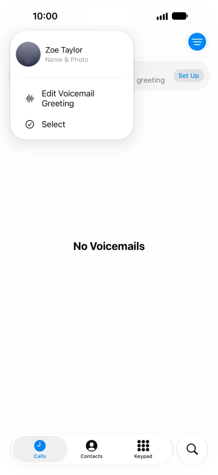 Press Edit Voicemail Greeting.
