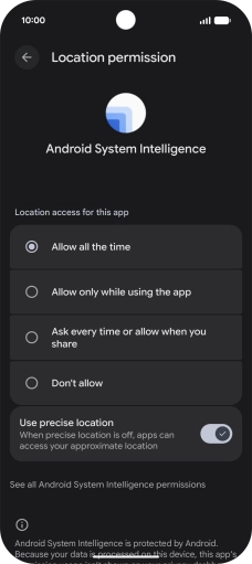Press the required setting.