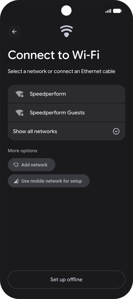 Press the required Wi-Fi network.
