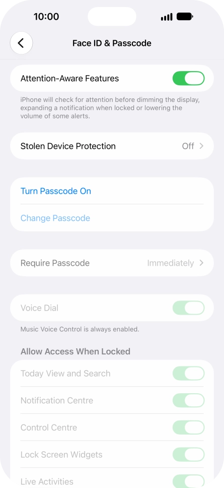 Press Turn Passcode On and key in a phone lock code of your own choice twice.