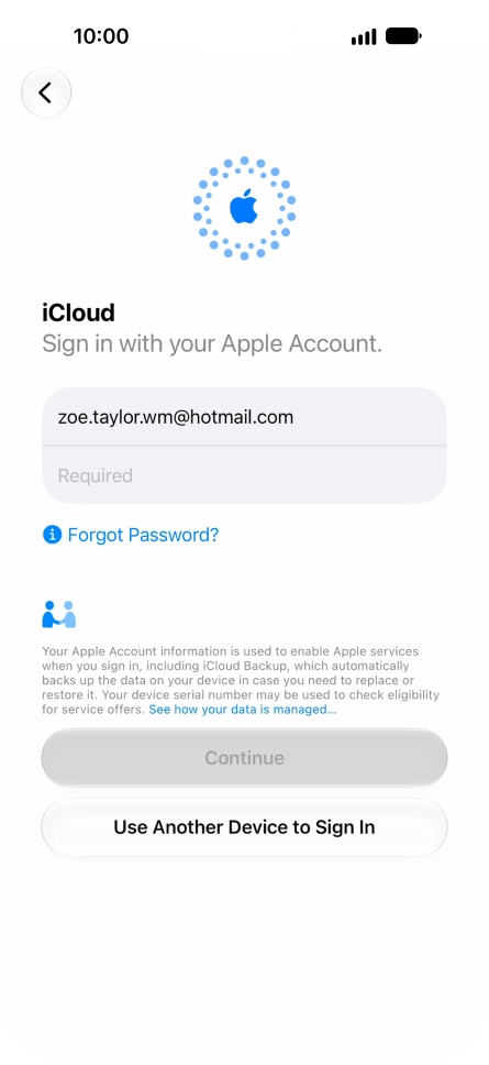 Press Required and key in the password for your Apple Account.