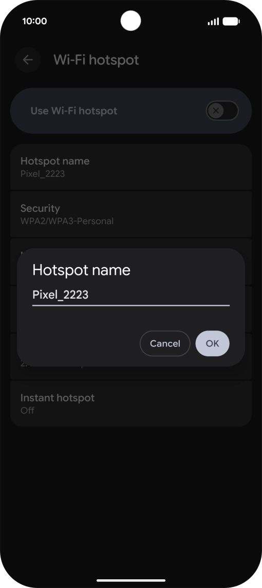 Key in the required Wi-Fi hotspot name and press OK.