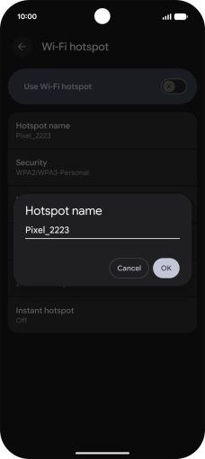 Key in the required Wi-Fi hotspot name and press OK.