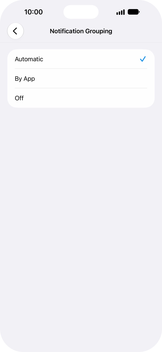 Press the required setting.