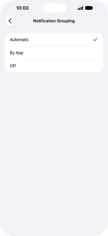 Press the required setting.