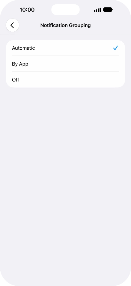 Press the required setting.