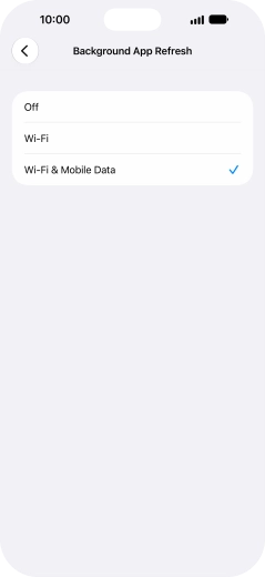 To turn off background refresh of apps, press Off.