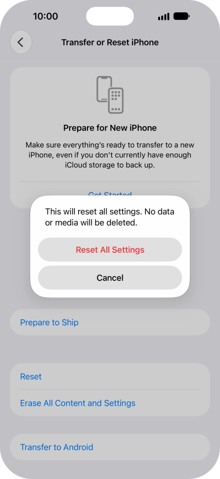 Press Reset All Settings.