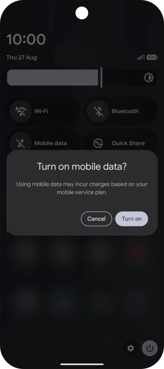 If you turn on the function, press Turn on.