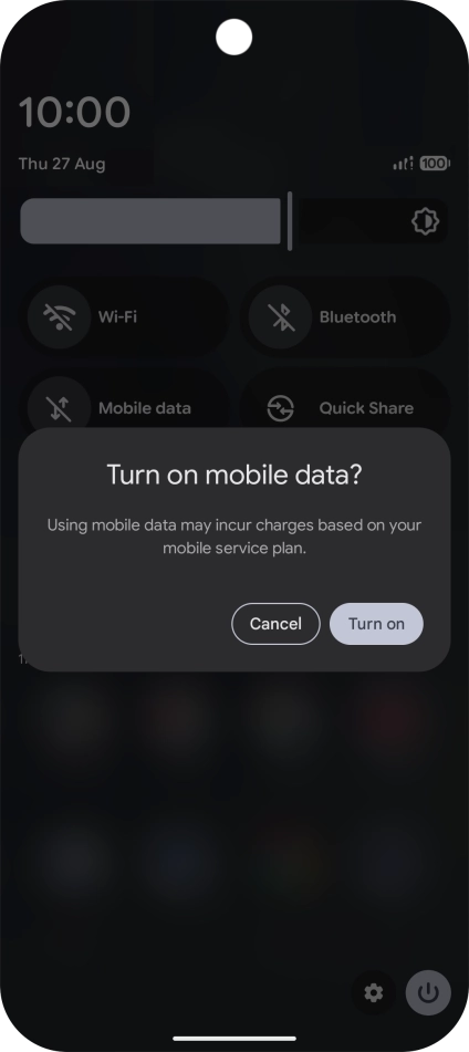 If you turn on the function, press Turn on.