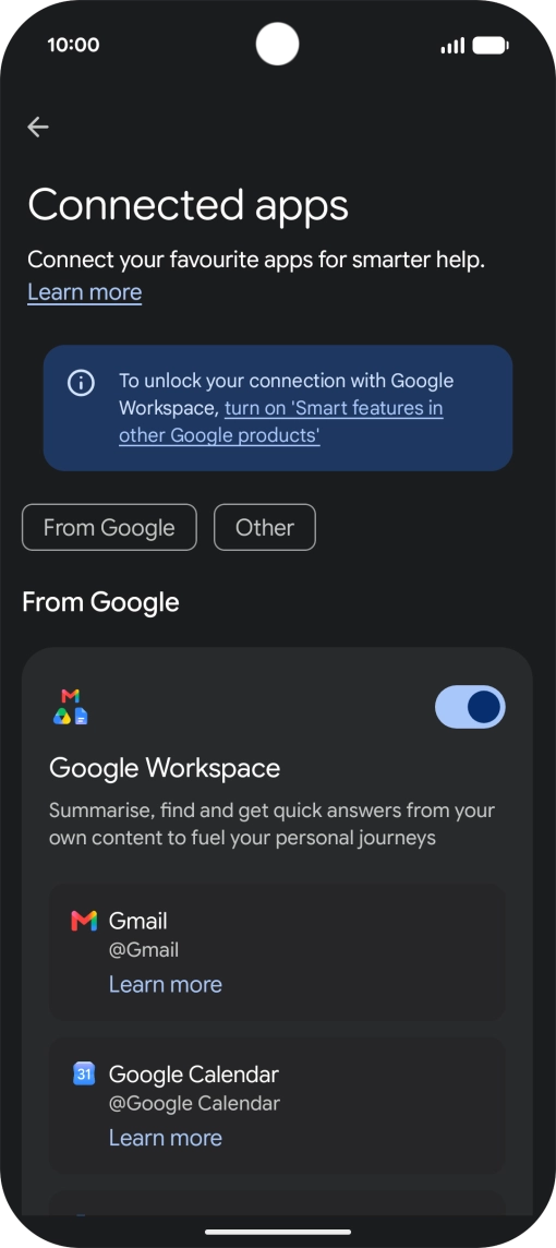 Press the indicator next to the required extension to turn on the function.