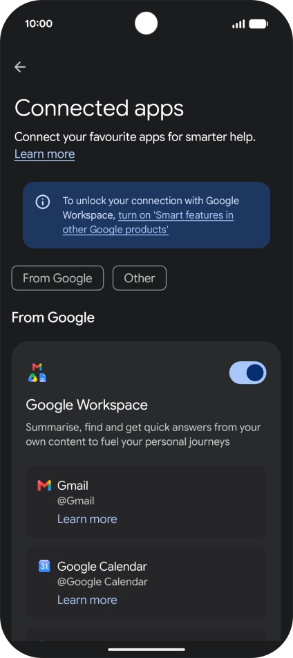 Press the indicator next to the required extension to turn on the function.