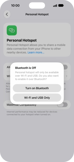 If Wi-Fi is turned on, press Wi-Fi and USB Only.