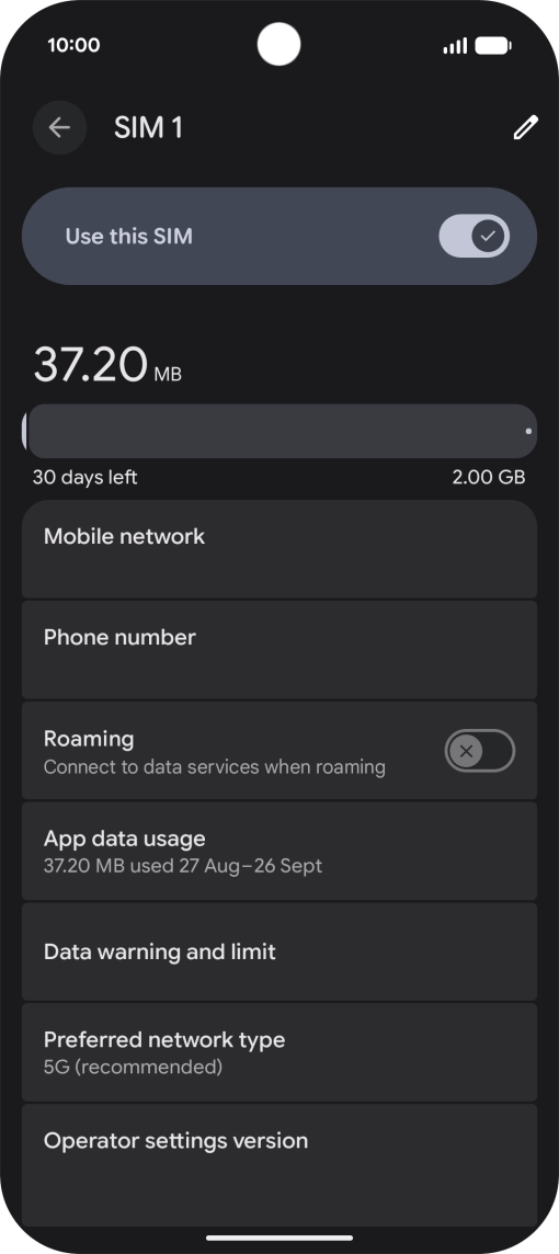 Press Preferred network type.
